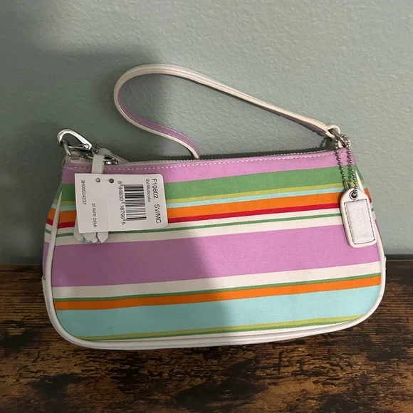 Coach Purple and Green Clutch with Elegant Design - Picture 3 of 4